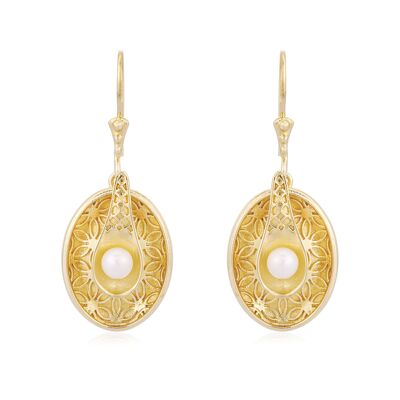 Earrings 'Peace' gold plated with pearl