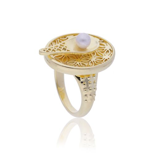 Ring 'Frieden' vergoldet mit Perle