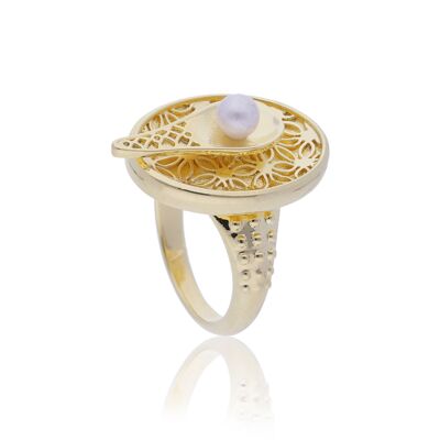Ring 'Peace' gold plated with pearl