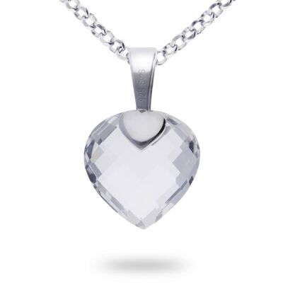 Pendentif Coeur en Quartz Clair 'Antarctique' grand