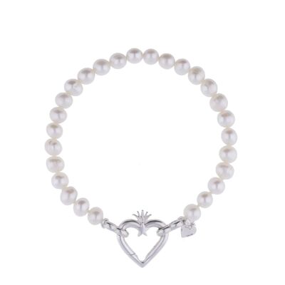 Large freshwater pearl bracelet Siren with heart clasp