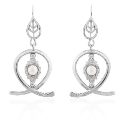 1 par de aretes de diseño modelo "Woman Mysticism" - versión larga plata