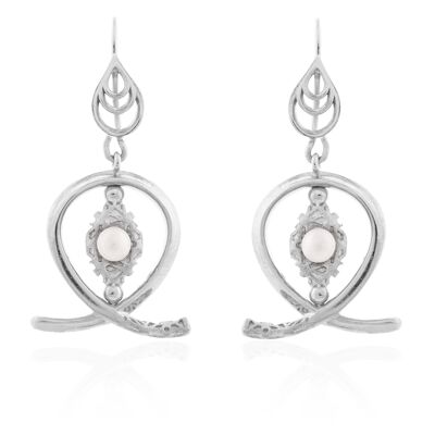 1 pair of earrings designer model "Woman Mysticism" - long version silver