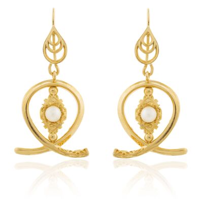 1 pair of earrings designer model "Woman Mysticism" - long version gold