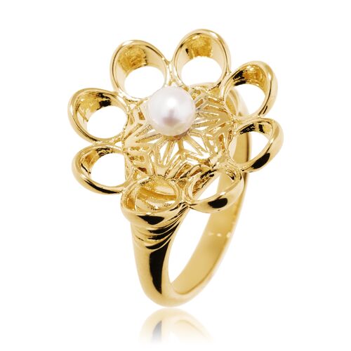 Ring 'Kreativität' vergoldet mit Perle