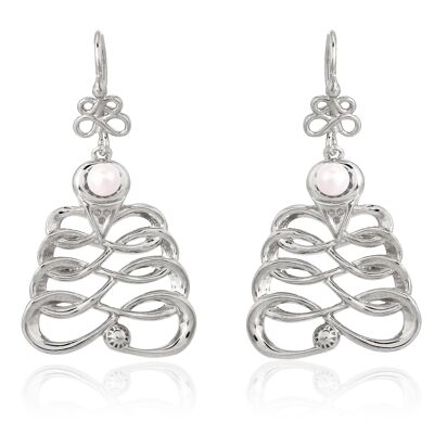 1 paire de boucles d'oreilles créateur modèle "Harmonie" - version longue argent