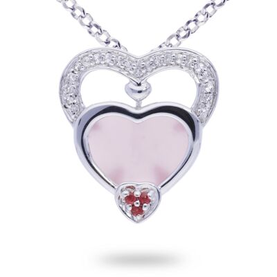 Filigree pendant 'warmth of heart' sterling silver with ruby