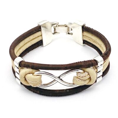 Armband infinity |  kurkleer - 15 cm, Bruin-Beige