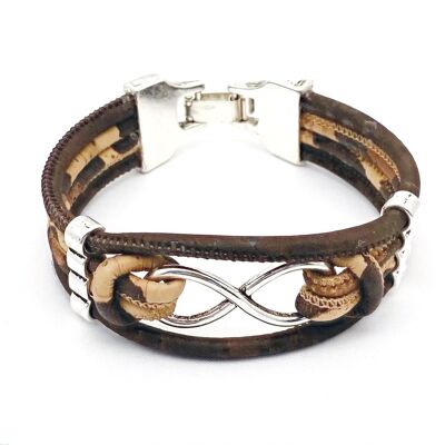 Armband infinity |  kurkleer - 15 cm, Bruin-Leopard