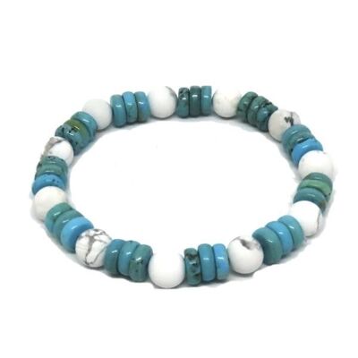 Howliet armband wit-turquoise - 16-17 cm
