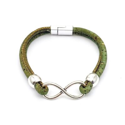 Infinity armband kurkleer - 15-16 cm, Groen