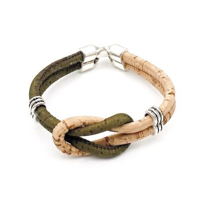 Kurkleer armband | Allisso - 17-18 cm, Naturel-Groen