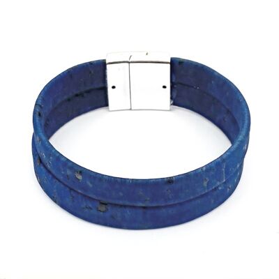 Kurkleer armband | Bracciano - 17 cm, Blauw