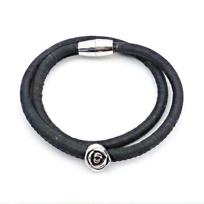 Kurkleer armband | Colza - 15-16 cm, Zwart