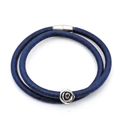 Kurkleer armband | Colza - 17-18 cm, Donkerblauw