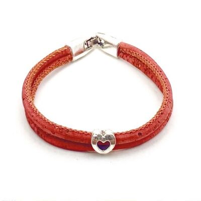 Kurkleer armband | Lugano - 15-16 cm, Rood