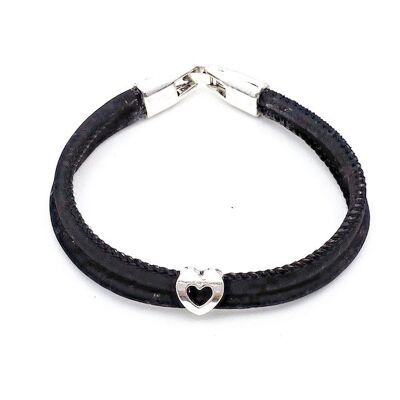 Kurkleer armband | Lugano - 15-16 cm, Zwart