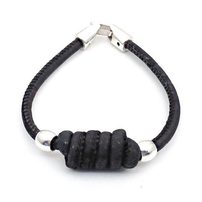 Kurkleer armband | Terni - 19-20 cm, Zwart