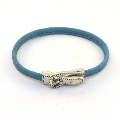 Turquoise armband kurkleer - 16 cm