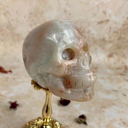 6.5 cm Ocean Jasper Skull For Positive Thinking, Protection, Stress + Self Expression