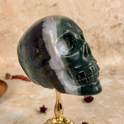 8cm Ocean Jasper Skull For Positive Thinking, Protection, Stress + Self Expression