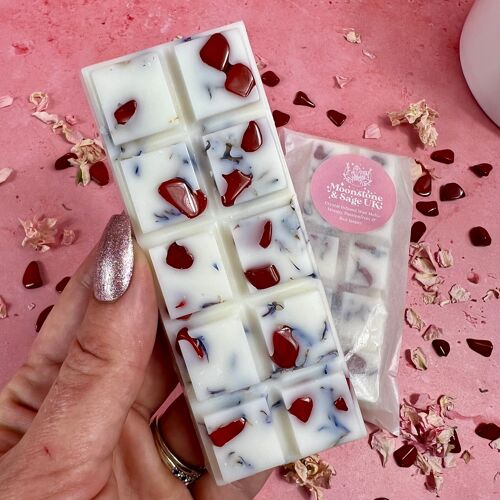 MANGO + PASSIONFRUIT Crystal Infused (Confidence Boost)  Wax Melt Snap Bar with Red Jasper Chips.