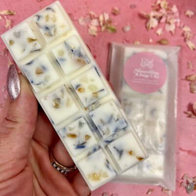 LEMONGRASS + LIME PEEL Crystal Infused Wax Melt Snap Bar with Citrine Chips.