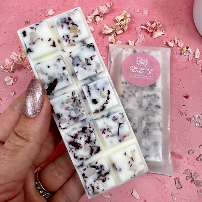 INNER PEACE Crystal Infused Fresh Linen Wax Melt Snap Bar with Rose Quartz Chips