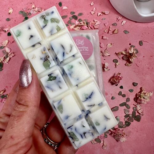 POSITIVE AFFIRMATIONS Crystal Infused Orange and Vanilla Wax Melt Snap Bar with Amethyst Chips