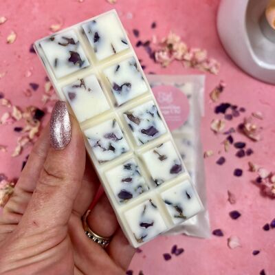 Lavender + Sage Crystal Infused Wax Melt Snap Bar with Amethyst Chips