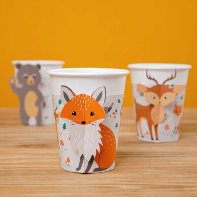 6 Forest Animals Cups - Compostable