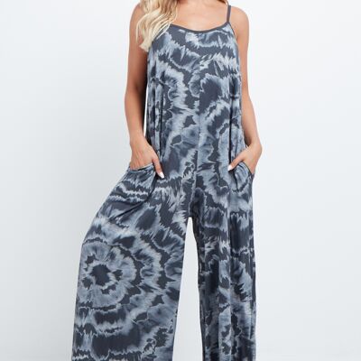 Dunkelgrauer Tie-Dye-Jumpsuit