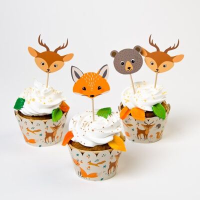 Kit per cupcake con animali della foresta