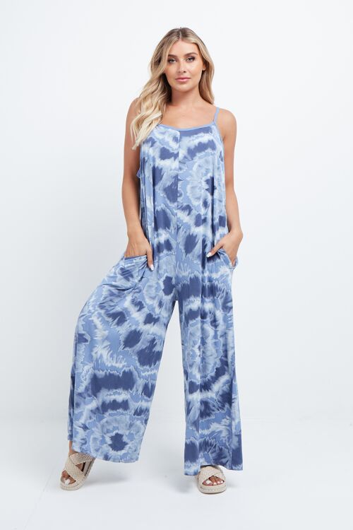 Denim Blue tie dye jumpsuit