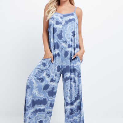 Denim Blue tie dye jumpsuit