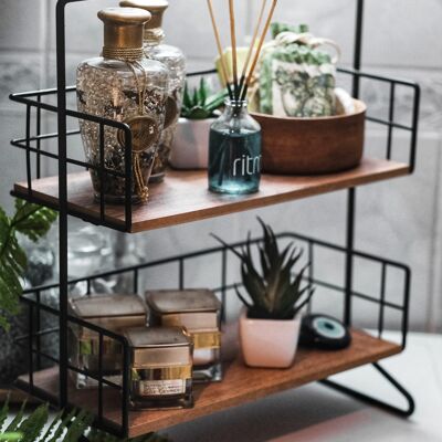 Cucina in metallo etagere 2 strati di Naturn Living | Scaffale da cucina | Scaffale portaspezie | Organizzatore di erbe | Spezie da cucina | nero opaco