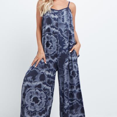 Marineblauer Batik-Jumpsuit