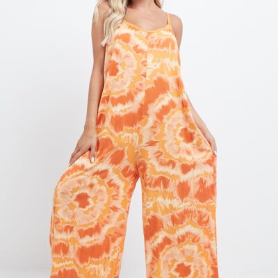 Orange tie dye jumpsuit