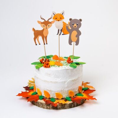Decorazioni per torte con animali della foresta