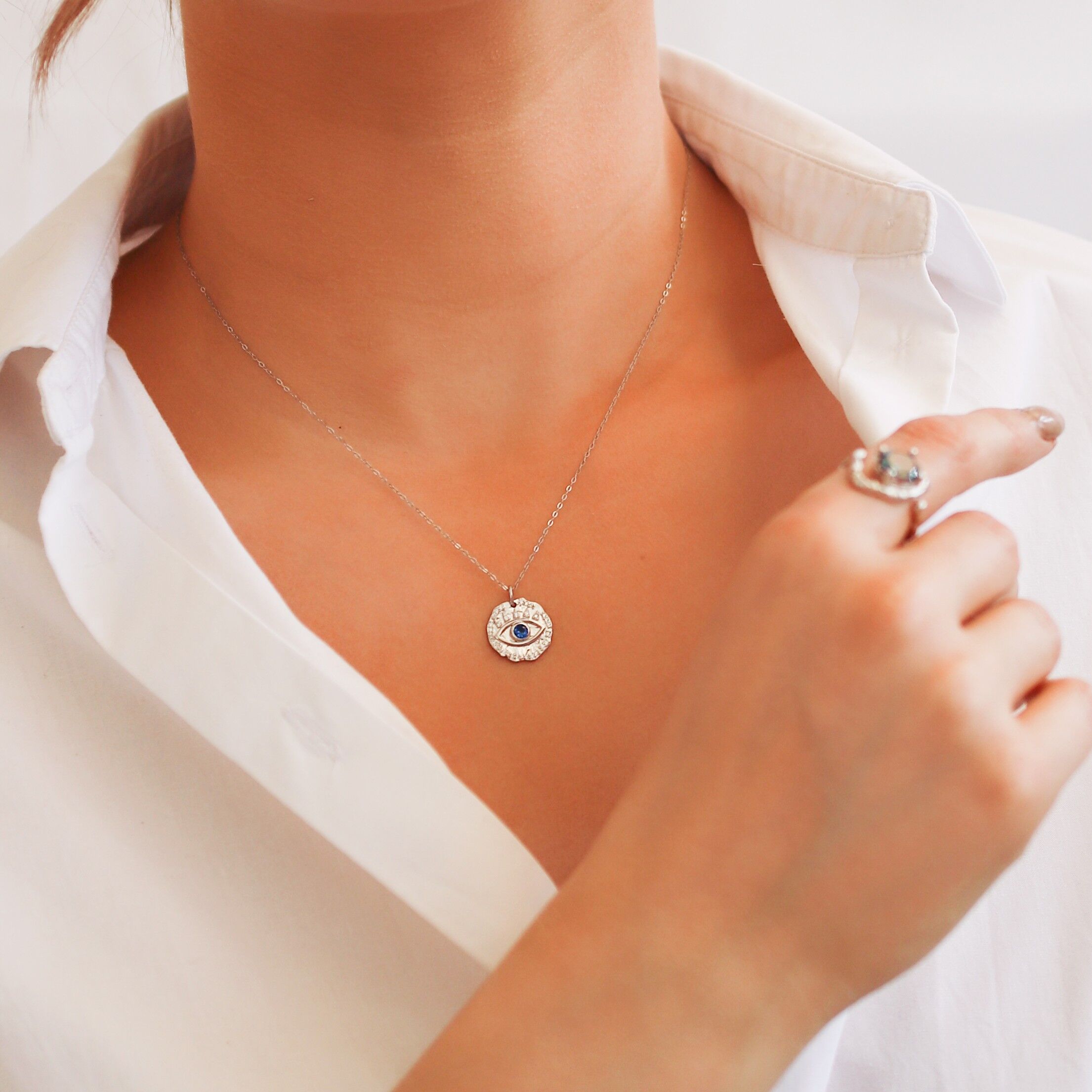 Collier de pièces de monnaie Derya Evil Eye | Argent 925