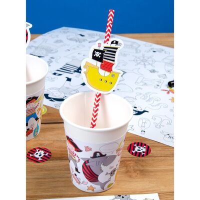 6 Pirate Color paper straws