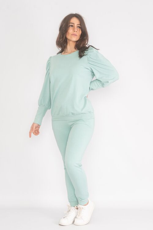 Mint puff shoulder loungewear set