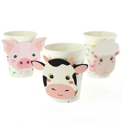 6 vasos de animales de granja - reciclables