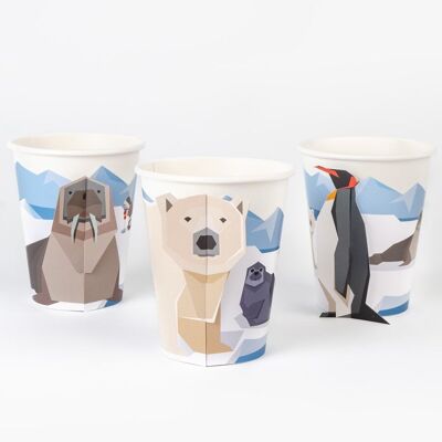 6 tazas de animales polares - compostables