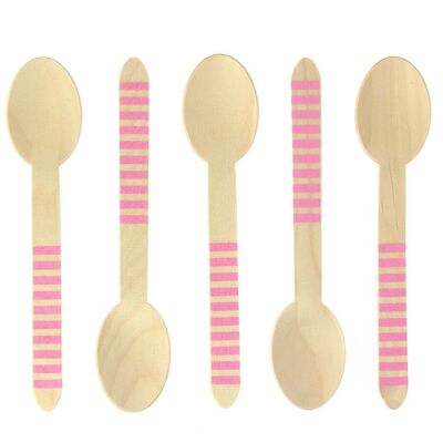 10 cucchiai di legno a righe rosa
