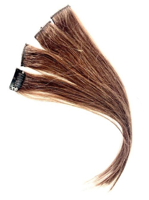 Warm Brown Highlights Real Human Hair Clip In Extension - Instant Colour No Dye