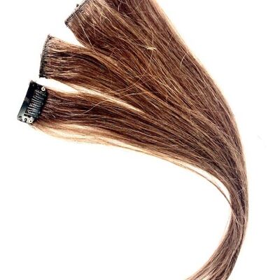 Extensiones con clip de cabello humano real con reflejos marrones cálidos - Color instantáneo sin tinte