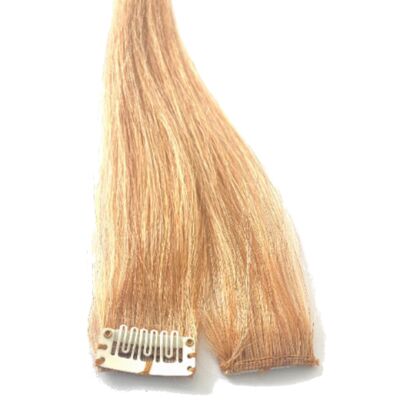 Extension de cheveux humains Remy à reflets blond fraise à clipser 12 pouces