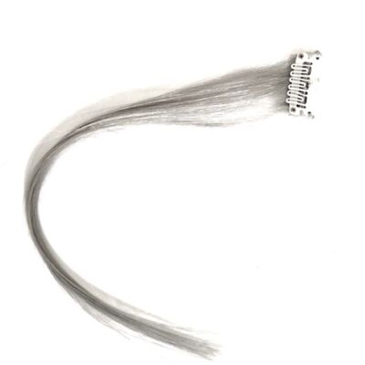 Hellsilberne Haarsträhnen – Clip-In-Extensions aus unbehandeltem Remy-Echthaar