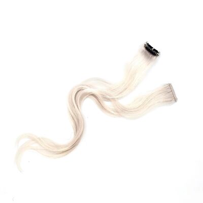 Platinum - Clip in Streak Blonde -Remy Human Hair Extension - Single Streak Wavy 12